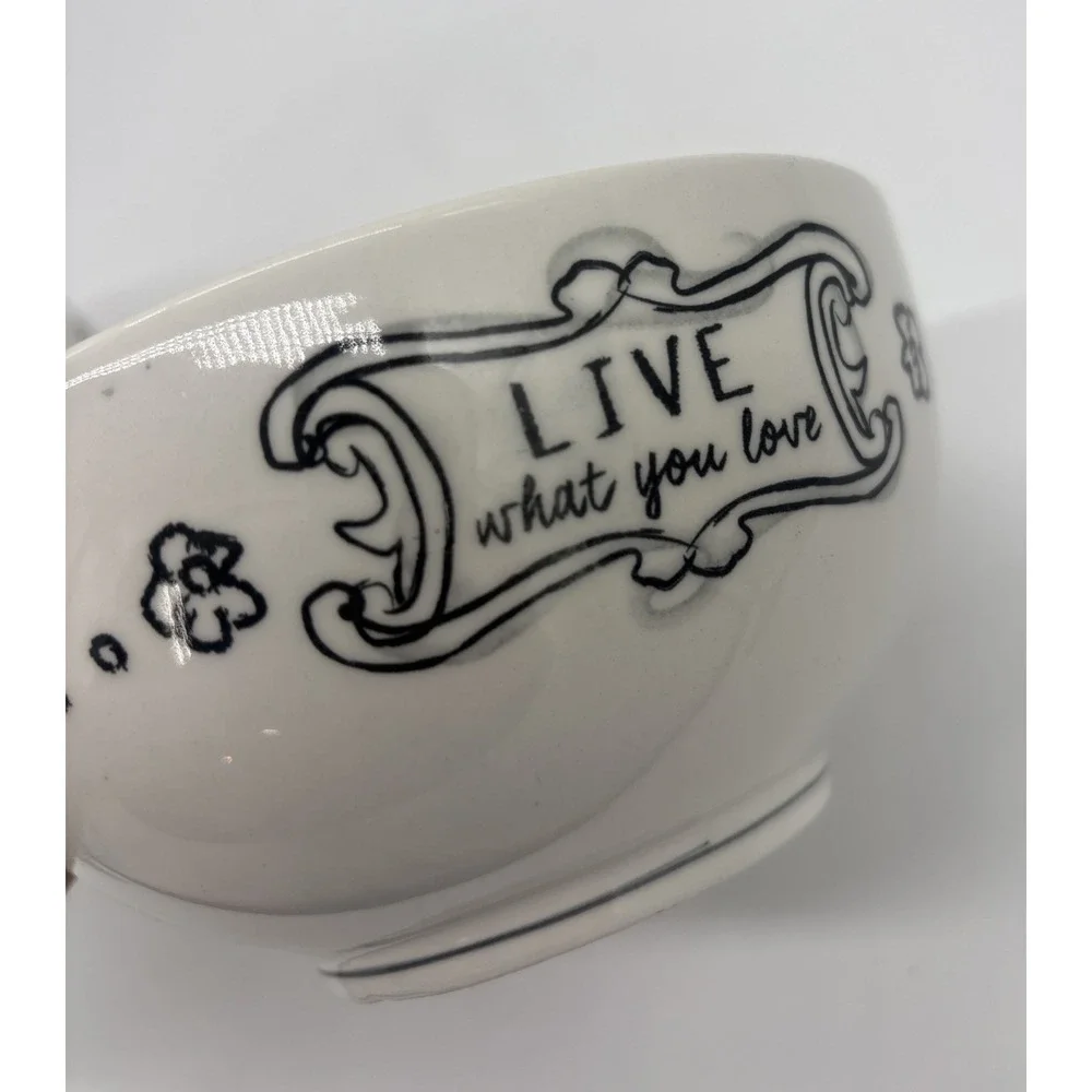 Katie & Mandy Anthropologie Striped Bowl Live What You Love Never Give Up Cereal